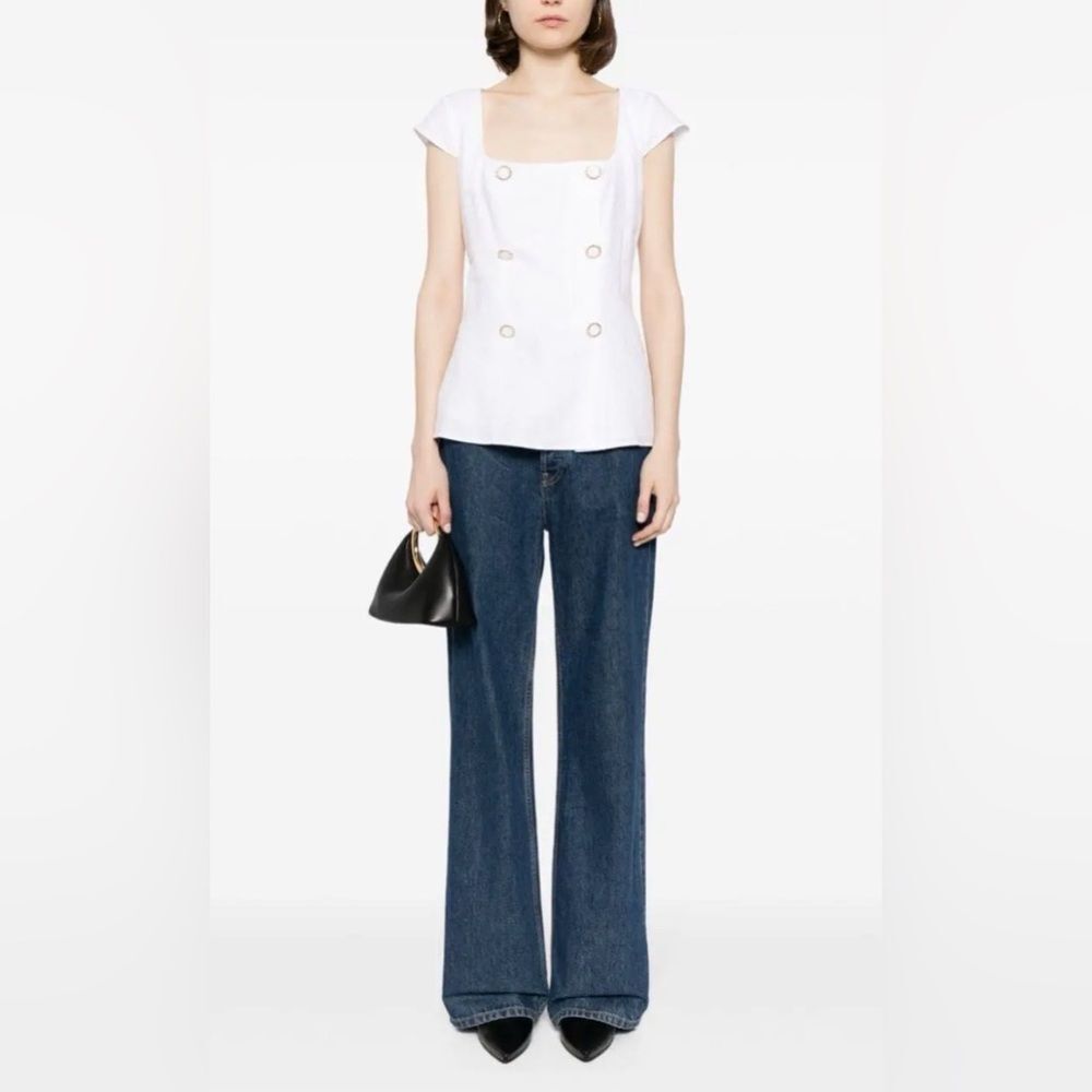 NWT REFORMATION White Meela Linen Top. Size 10
